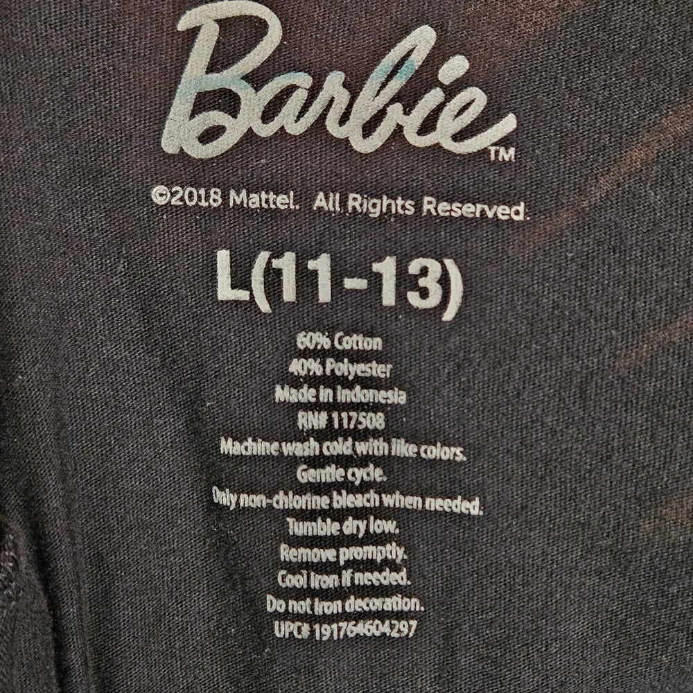 Juniors Black Barbie Gradient Graphic T-Shirt Size Large (11-13) - Picture 3 of 3